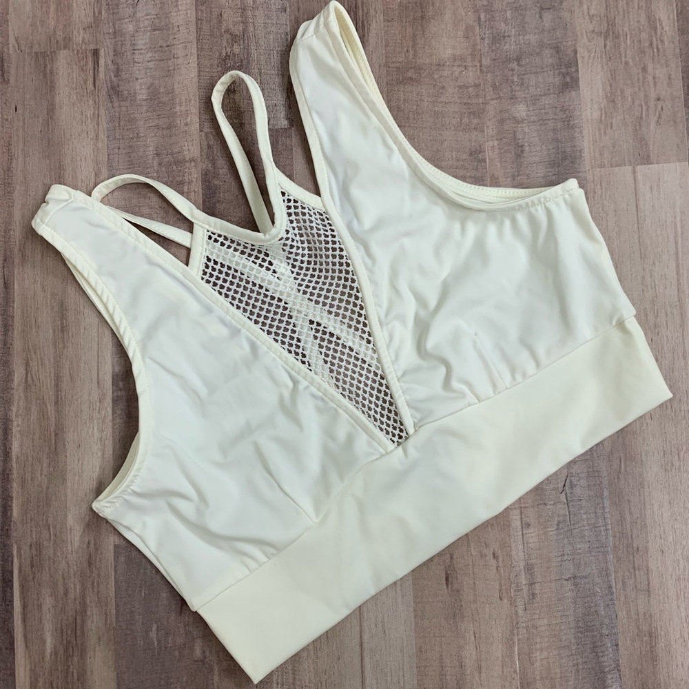 NWOT F21 White Strappy Mesh Sports Bra